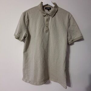 Express Men Textured Beige Polo Shirt in Small Size